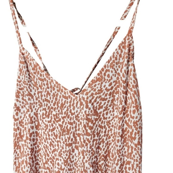 Old Navy XXL Maxi V Neck Tie Back Side Slits Slip Dress Giraffe Abstract Print - Picture 5 of 13